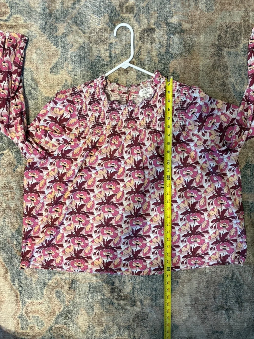 J. Crew Women's Plus Liberty Butterfield Poppy Smocked Button-Back Shirt Top 3X